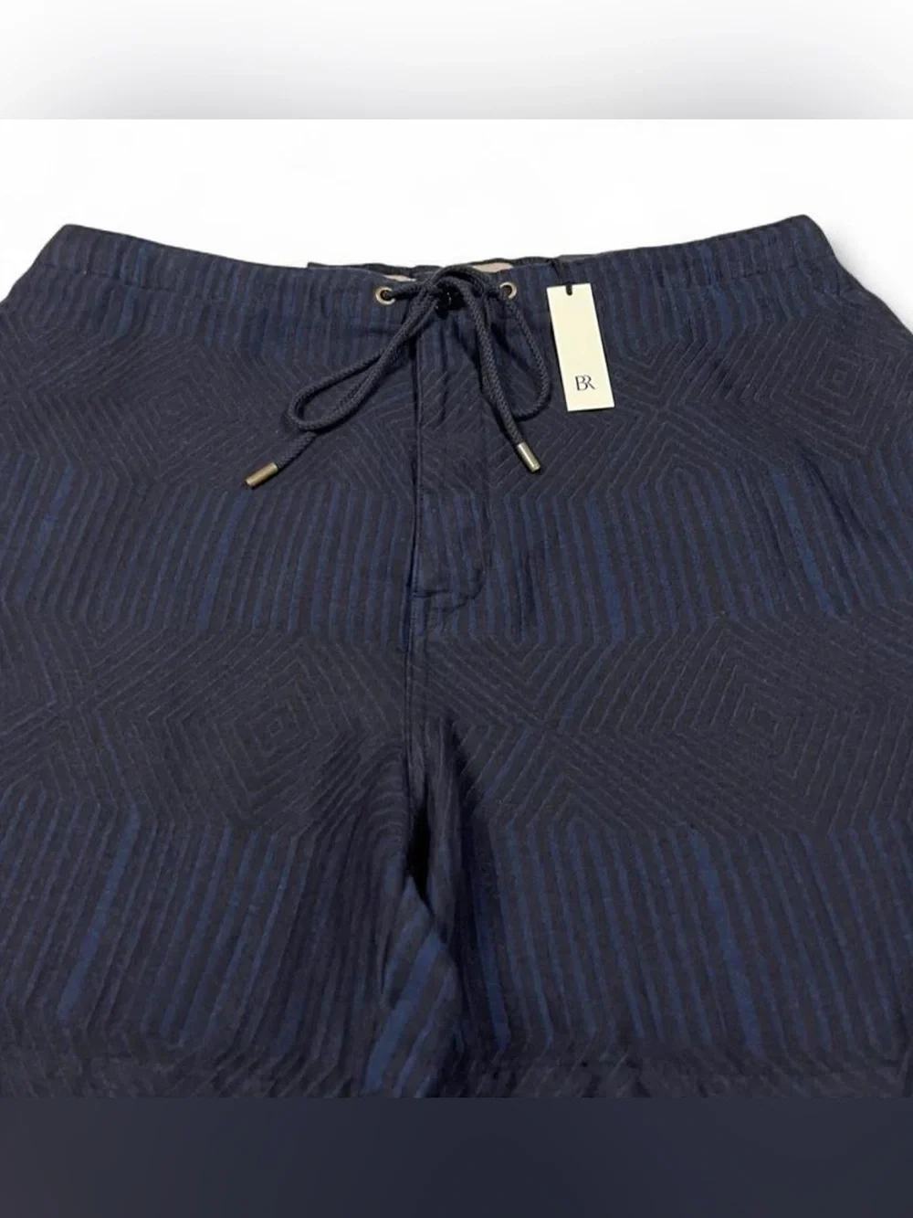 NWT Banana Republic Linen Blend Navy Blue Striped Shorts Men’s Size Large L6 $90